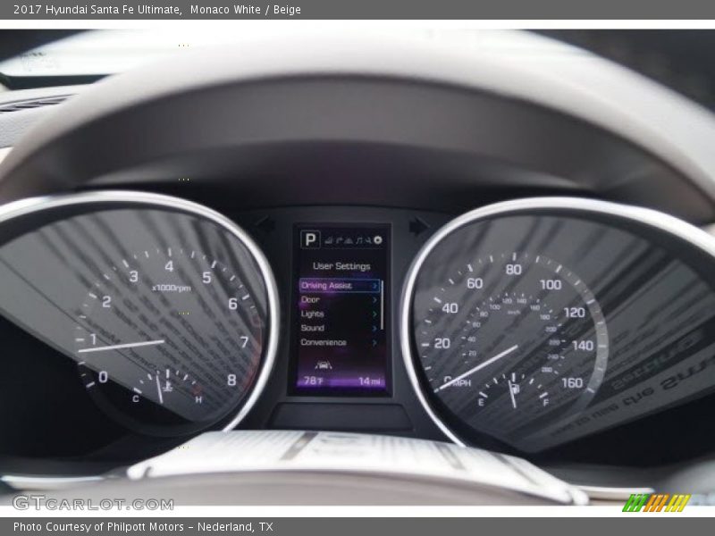 Monaco White / Beige 2017 Hyundai Santa Fe Ultimate