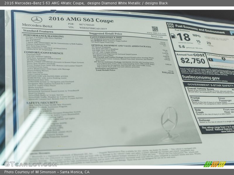 designo Diamond White Metallic / designo Black 2016 Mercedes-Benz S 63 AMG 4Matic Coupe