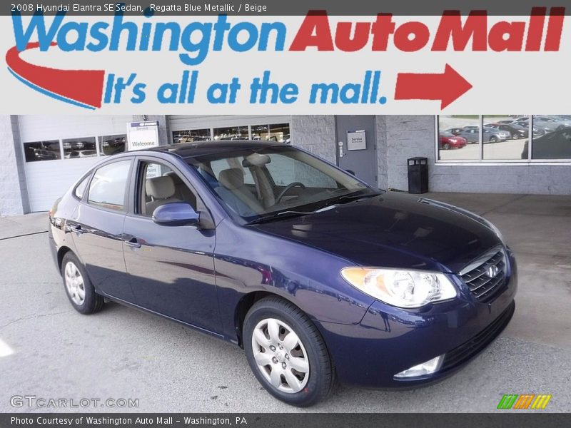 Regatta Blue Metallic / Beige 2008 Hyundai Elantra SE Sedan