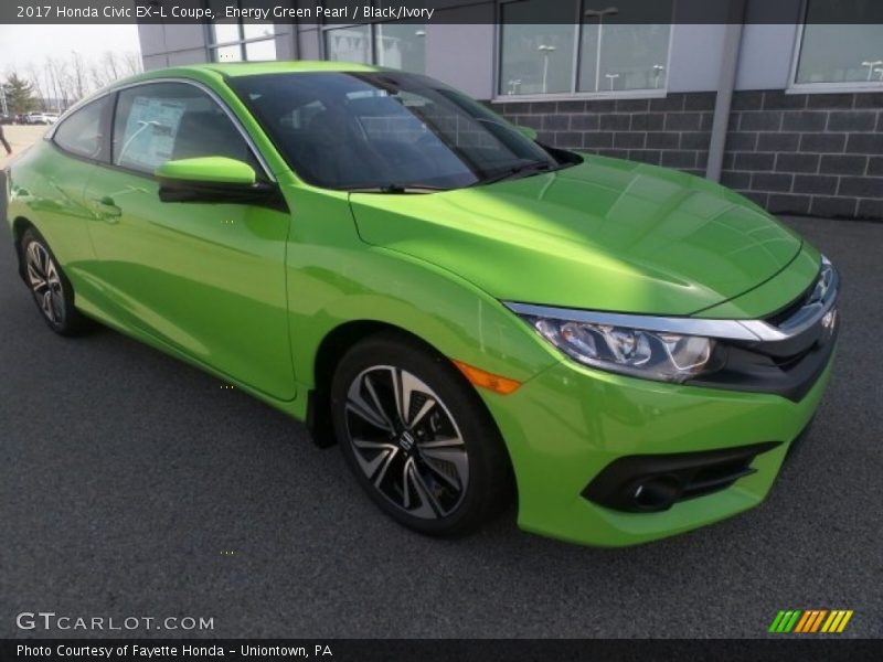 Energy Green Pearl / Black/Ivory 2017 Honda Civic EX-L Coupe