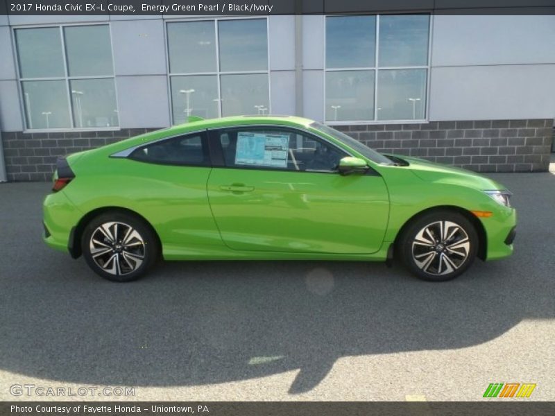 Energy Green Pearl / Black/Ivory 2017 Honda Civic EX-L Coupe