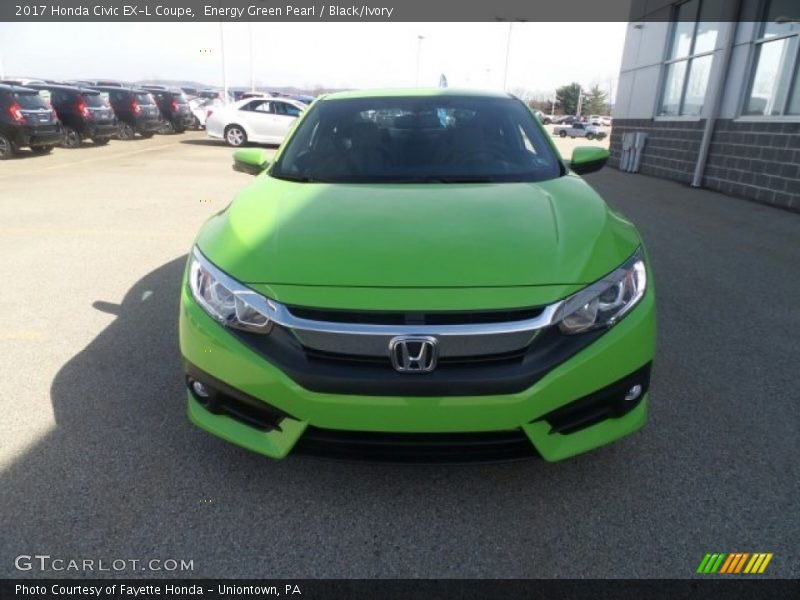 Energy Green Pearl / Black/Ivory 2017 Honda Civic EX-L Coupe