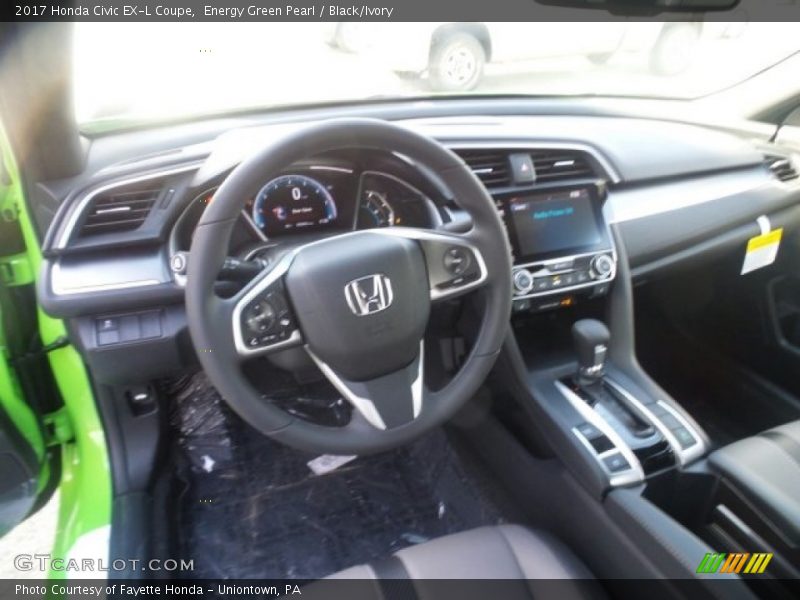 Energy Green Pearl / Black/Ivory 2017 Honda Civic EX-L Coupe