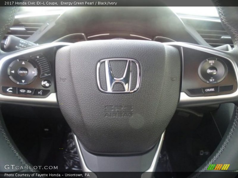 Energy Green Pearl / Black/Ivory 2017 Honda Civic EX-L Coupe
