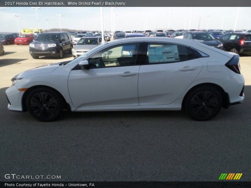 White Orchid Pearl / Black/Ivory 2017 Honda Civic EX Hatchback