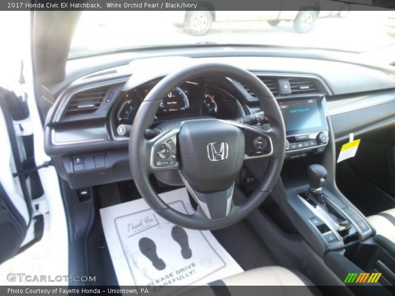 White Orchid Pearl / Black/Ivory 2017 Honda Civic EX Hatchback