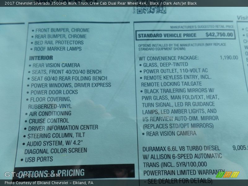 Black / Dark Ash/Jet Black 2017 Chevrolet Silverado 3500HD Work Truck Crew Cab Dual Rear Wheel 4x4