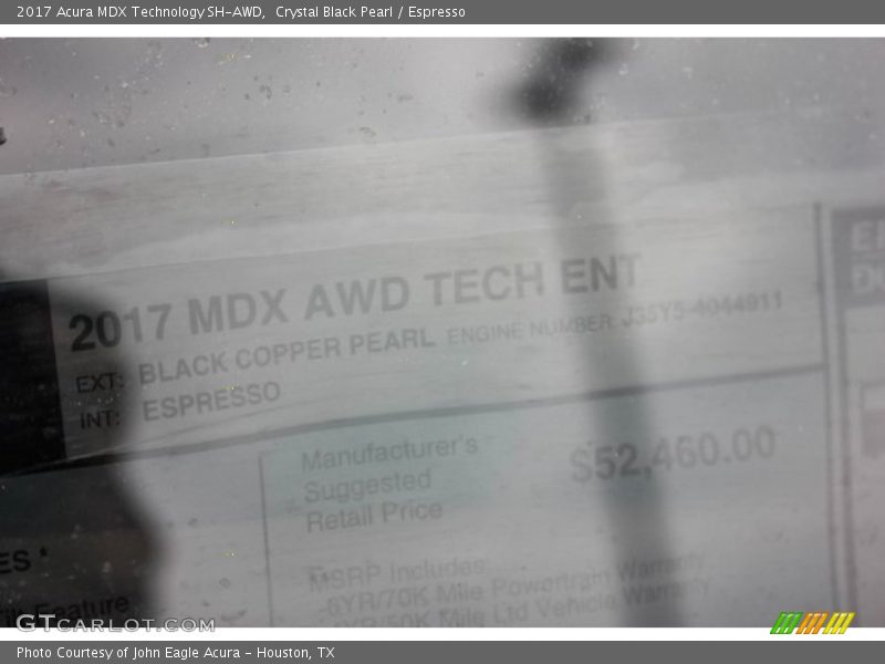 Crystal Black Pearl / Espresso 2017 Acura MDX Technology SH-AWD