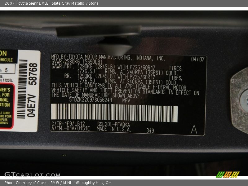 Slate Gray Metallic / Stone 2007 Toyota Sienna XLE