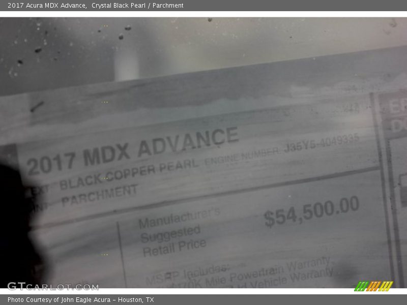 Crystal Black Pearl / Parchment 2017 Acura MDX Advance