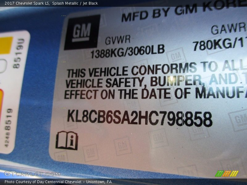 Splash Metallic / Jet Black 2017 Chevrolet Spark LS