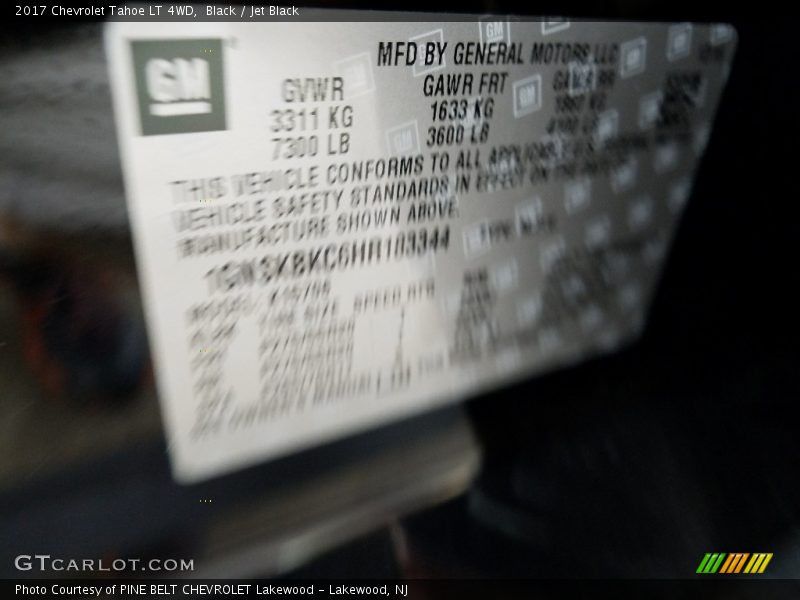 Black / Jet Black 2017 Chevrolet Tahoe LT 4WD