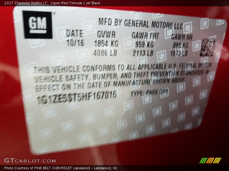 Cajun Red Tintcoat / Jet Black 2017 Chevrolet Malibu LT