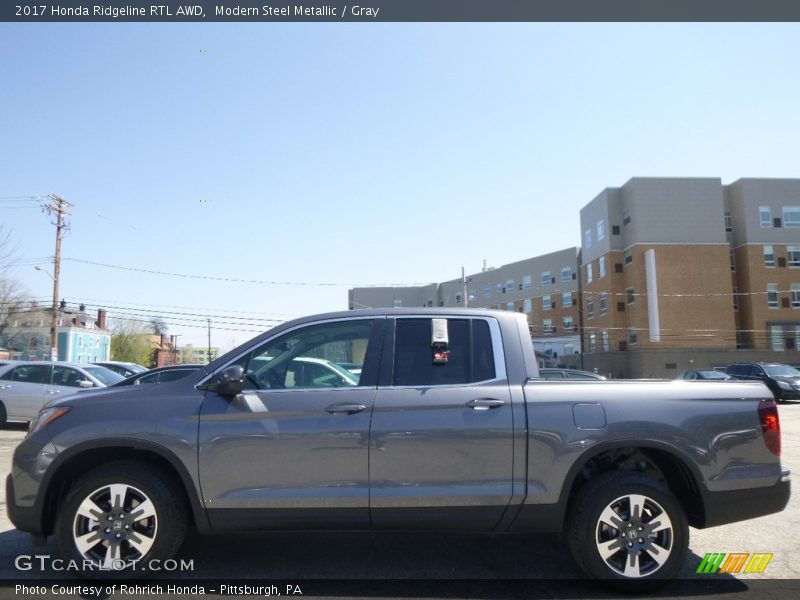 Modern Steel Metallic / Gray 2017 Honda Ridgeline RTL AWD