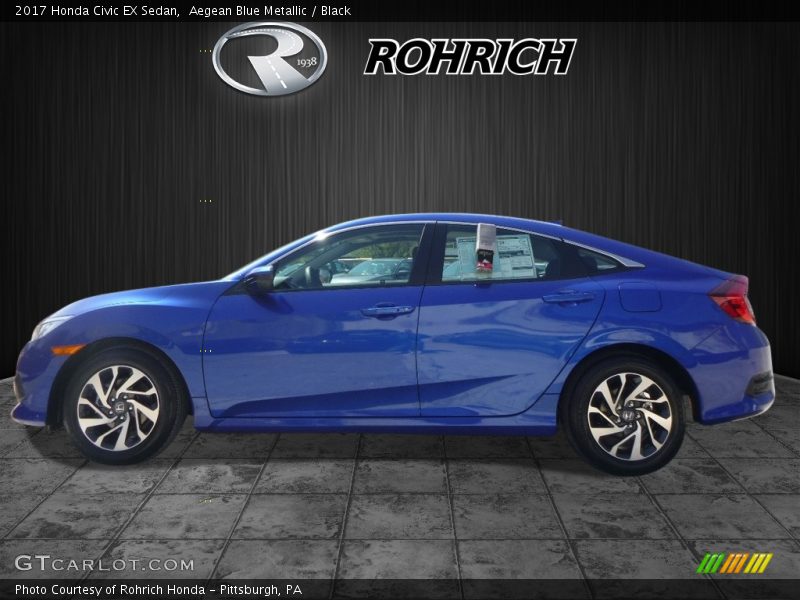 Aegean Blue Metallic / Black 2017 Honda Civic EX Sedan