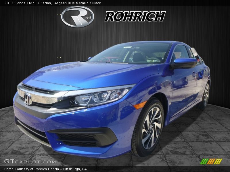 Aegean Blue Metallic / Black 2017 Honda Civic EX Sedan