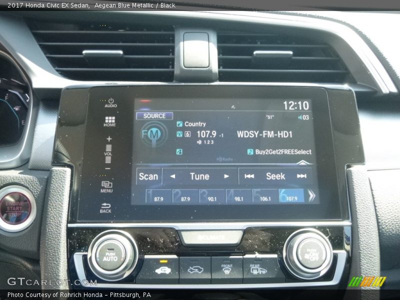 Aegean Blue Metallic / Black 2017 Honda Civic EX Sedan