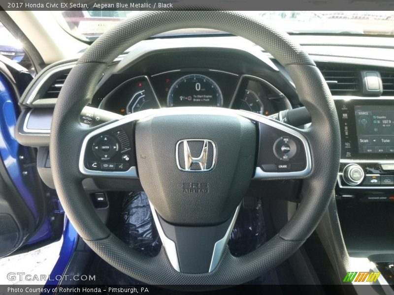 Aegean Blue Metallic / Black 2017 Honda Civic EX Sedan