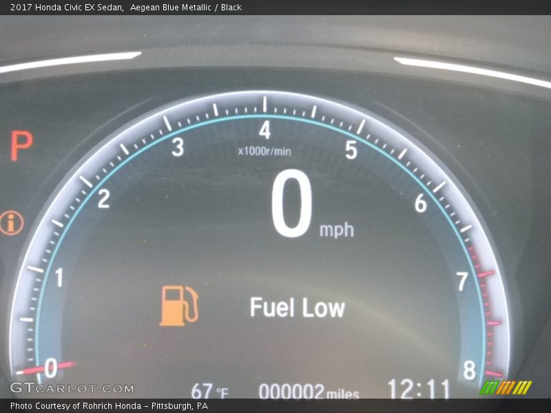 Aegean Blue Metallic / Black 2017 Honda Civic EX Sedan