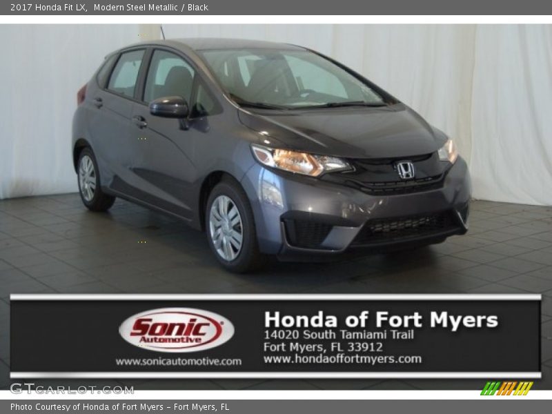 Modern Steel Metallic / Black 2017 Honda Fit LX