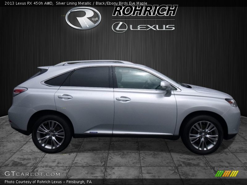 Silver Lining Metallic / Black/Ebony Birds Eye Maple 2013 Lexus RX 450h AWD