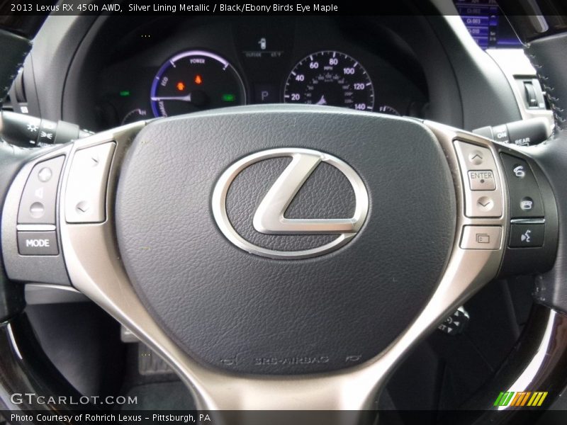 Silver Lining Metallic / Black/Ebony Birds Eye Maple 2013 Lexus RX 450h AWD