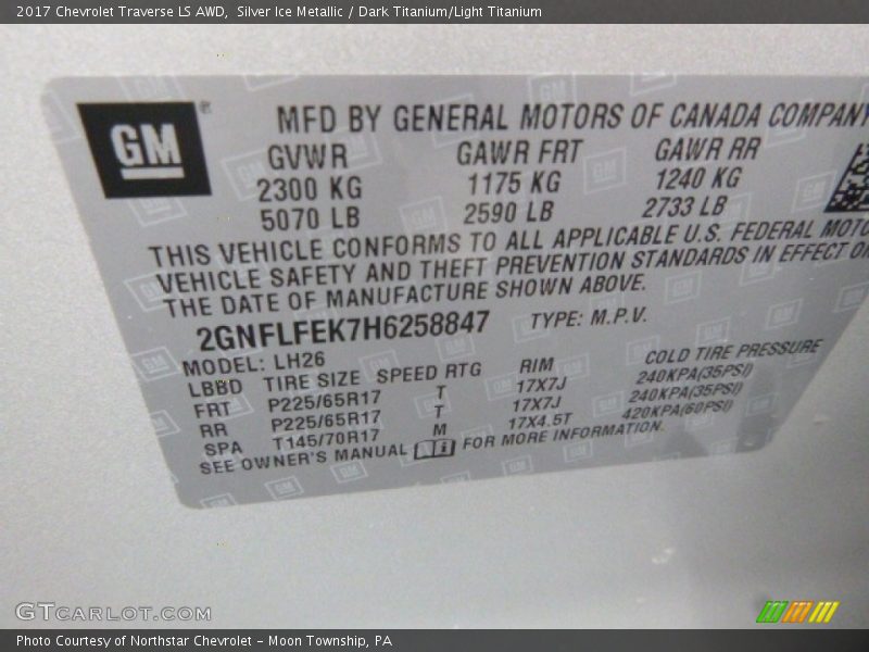 Silver Ice Metallic / Dark Titanium/Light Titanium 2017 Chevrolet Traverse LS AWD