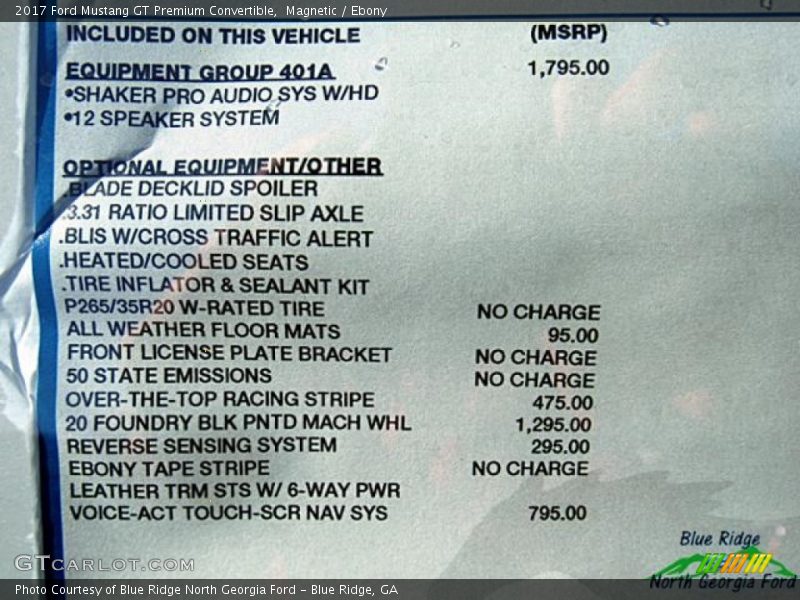 Magnetic / Ebony 2017 Ford Mustang GT Premium Convertible