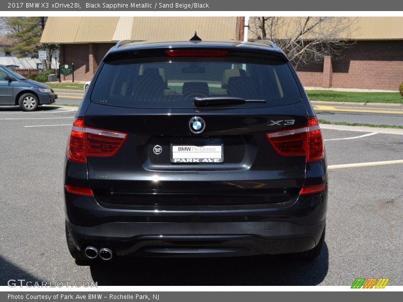 Black Sapphire Metallic / Sand Beige/Black 2017 BMW X3 xDrive28i