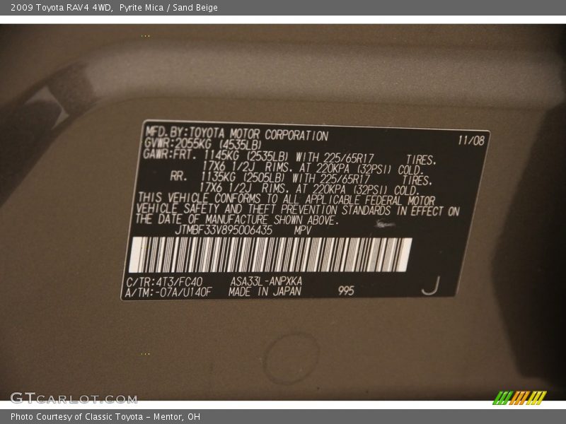 Pyrite Mica / Sand Beige 2009 Toyota RAV4 4WD