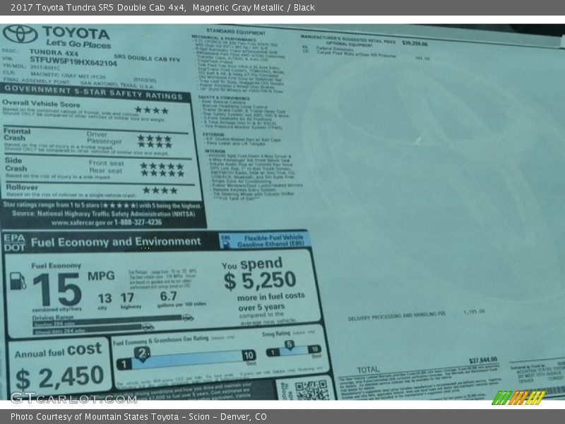 Magnetic Gray Metallic / Black 2017 Toyota Tundra SR5 Double Cab 4x4
