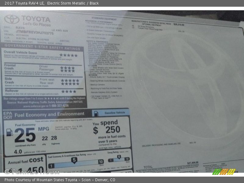 Electric Storm Metallic / Black 2017 Toyota RAV4 LE
