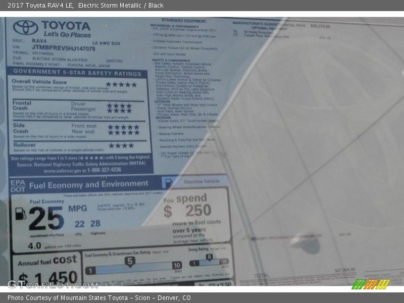 Electric Storm Metallic / Black 2017 Toyota RAV4 LE