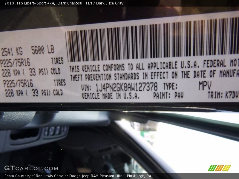 Dark Charcoal Pearl / Dark Slate Gray 2010 Jeep Liberty Sport 4x4