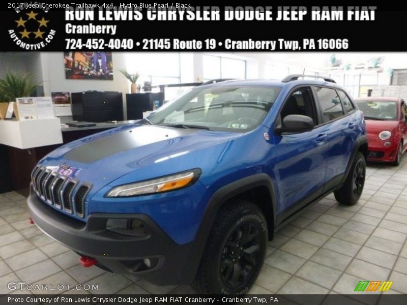 Hydro Blue Pearl / Black 2017 Jeep Cherokee Trailhawk 4x4