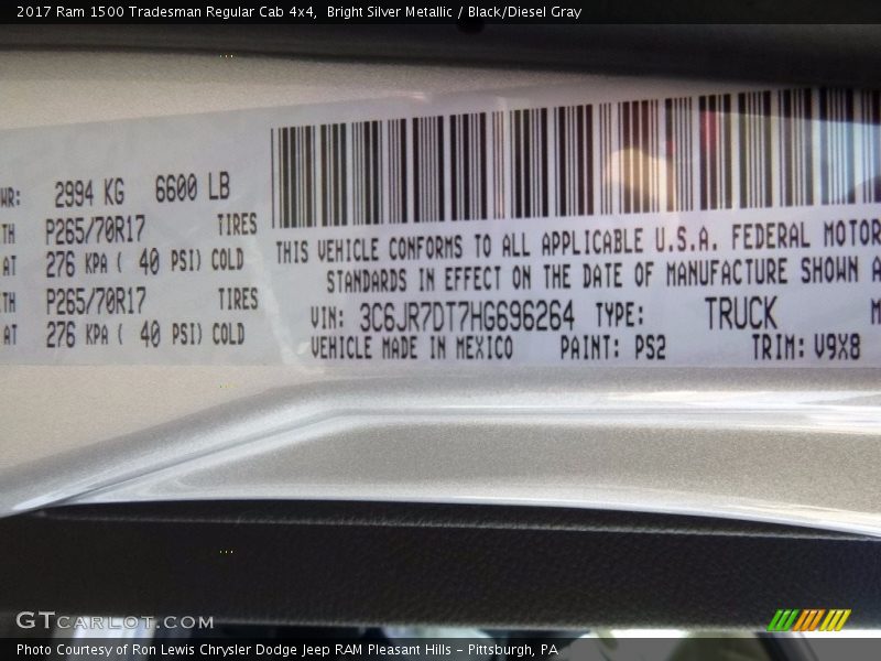 Bright Silver Metallic / Black/Diesel Gray 2017 Ram 1500 Tradesman Regular Cab 4x4