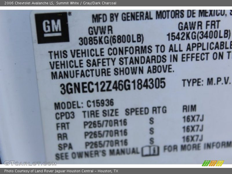 Summit White / Gray/Dark Charcoal 2006 Chevrolet Avalanche LS