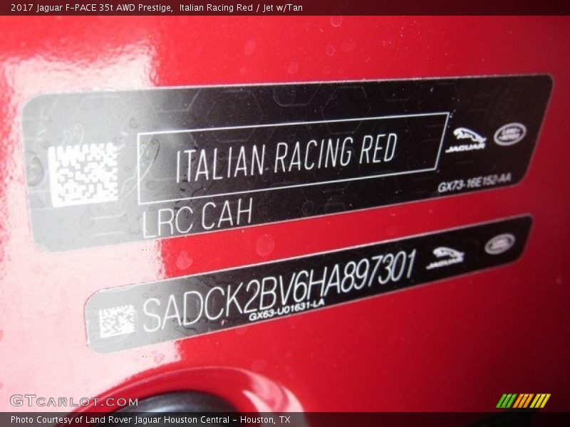 Italian Racing Red / Jet w/Tan 2017 Jaguar F-PACE 35t AWD Prestige