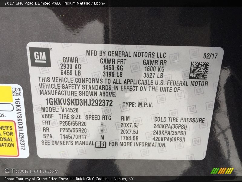 Iridium Metallic / Ebony 2017 GMC Acadia Limited AWD