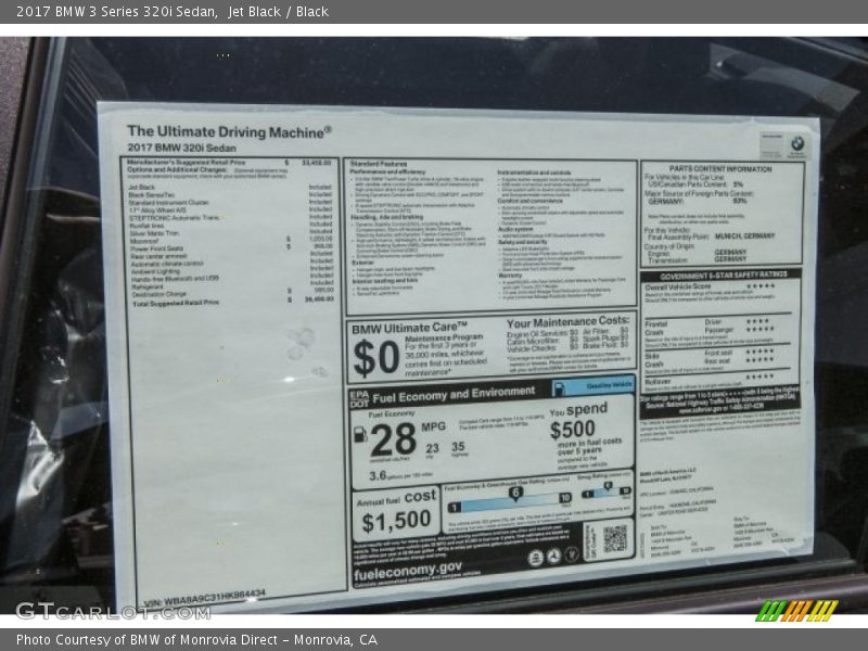 Jet Black / Black 2017 BMW 3 Series 320i Sedan