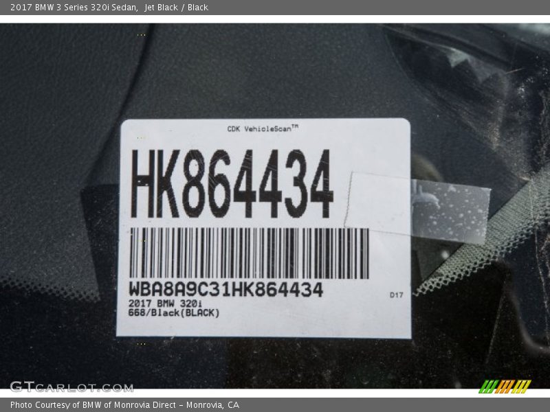 Jet Black / Black 2017 BMW 3 Series 320i Sedan