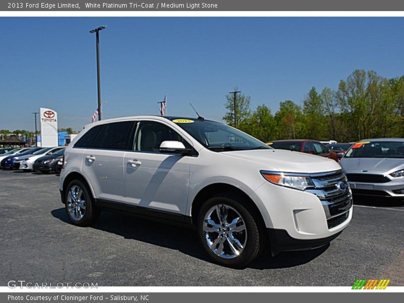 White Platinum Tri-Coat / Medium Light Stone 2013 Ford Edge Limited