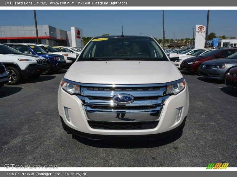 White Platinum Tri-Coat / Medium Light Stone 2013 Ford Edge Limited