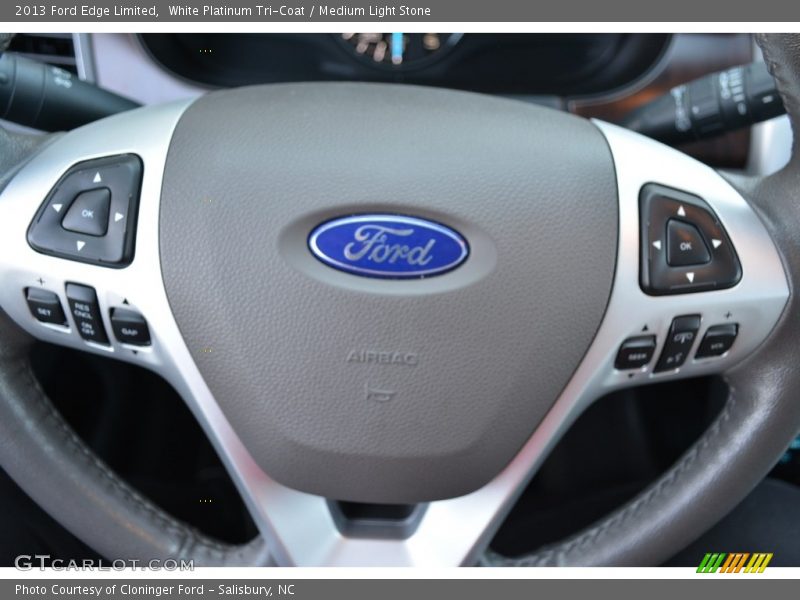 White Platinum Tri-Coat / Medium Light Stone 2013 Ford Edge Limited