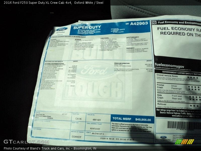 Oxford White / Steel 2016 Ford F250 Super Duty XL Crew Cab 4x4