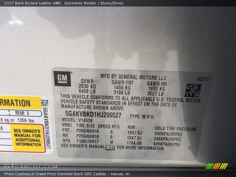 Quicksilver Metallic / Ebony/Ebony 2017 Buick Enclave Leather AWD