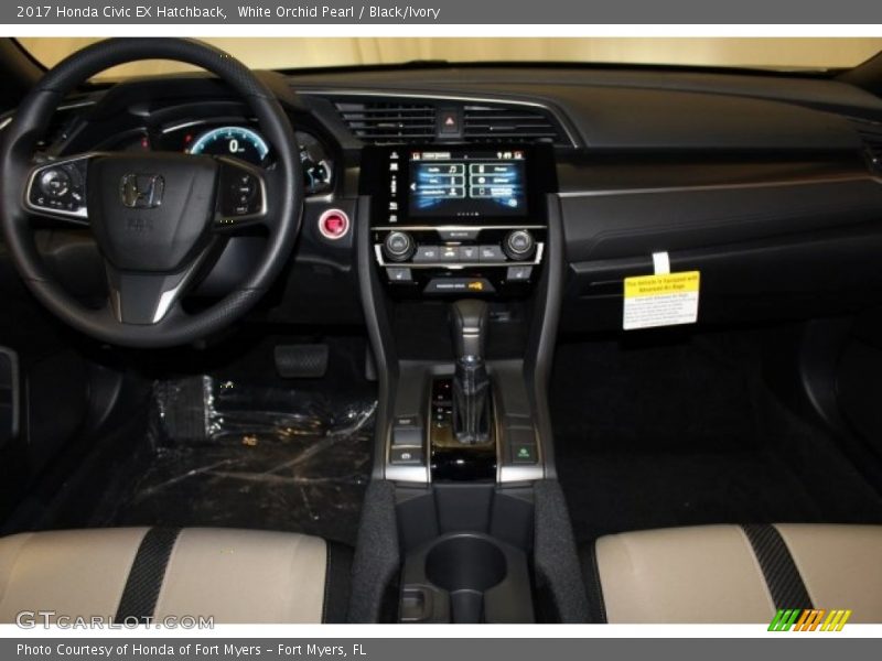 White Orchid Pearl / Black/Ivory 2017 Honda Civic EX Hatchback