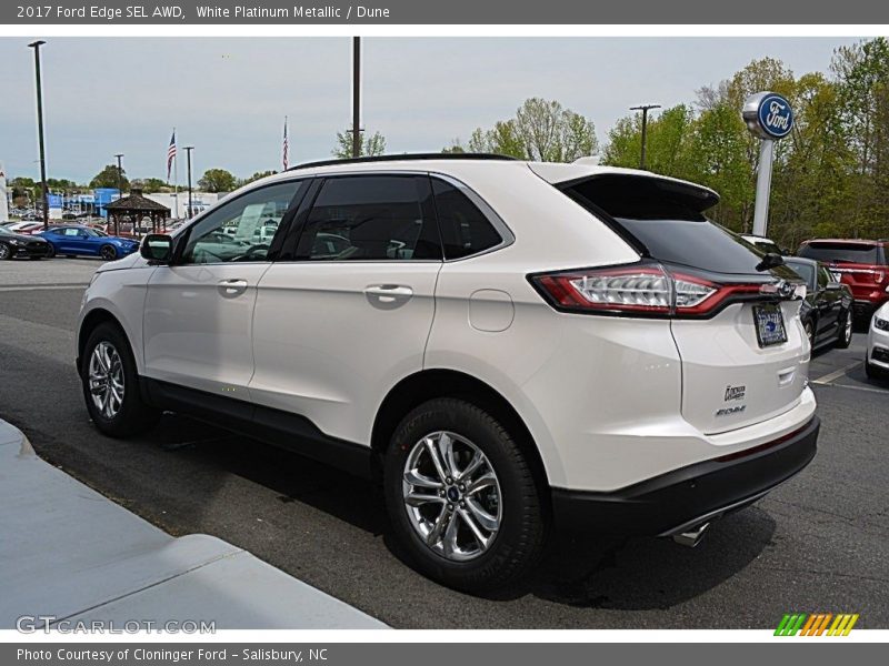 White Platinum Metallic / Dune 2017 Ford Edge SEL AWD