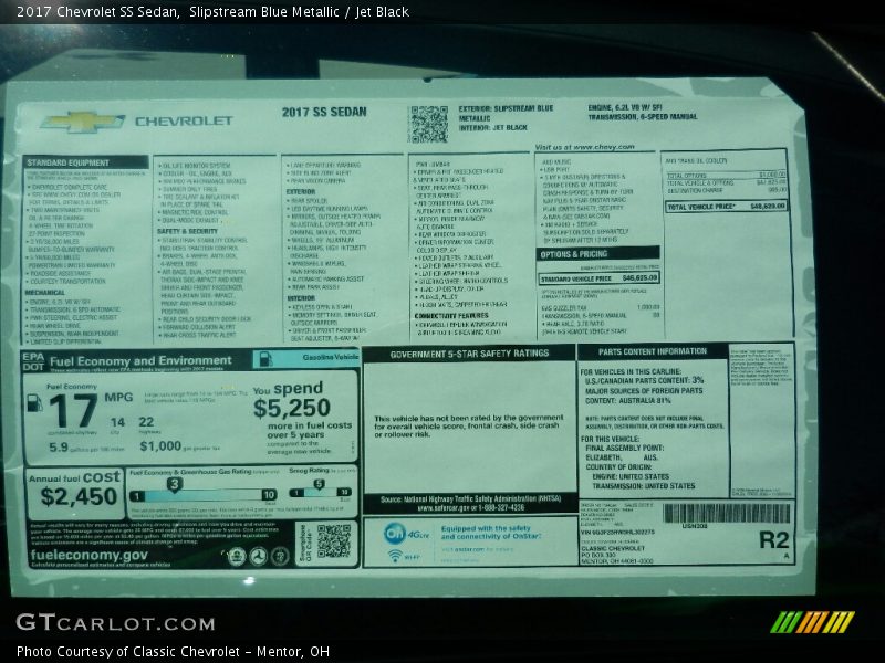  2017 SS Sedan Window Sticker