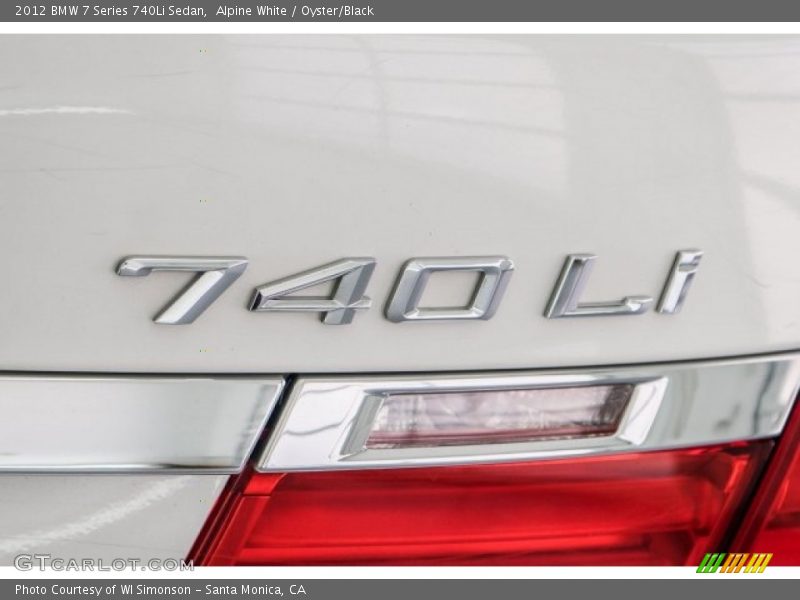 Alpine White / Oyster/Black 2012 BMW 7 Series 740Li Sedan